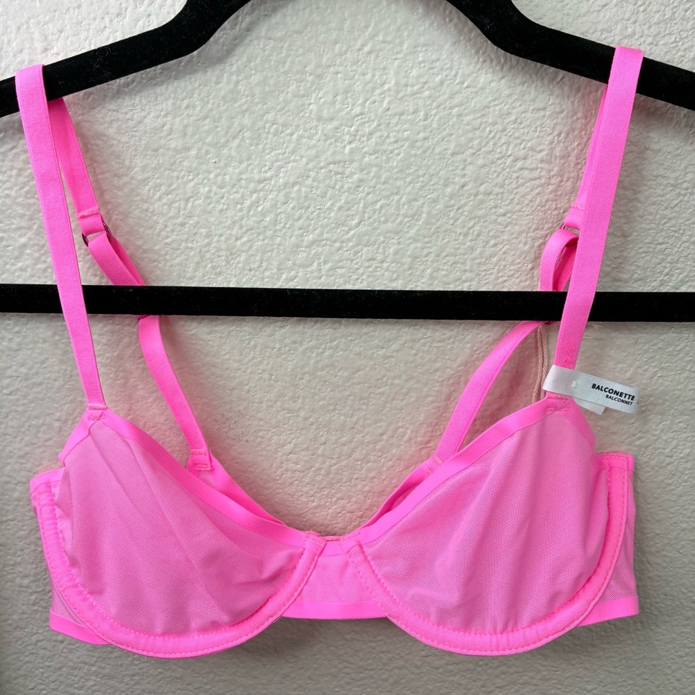 Aerie Smoothez  Microfiber Mesh Unlined Underwire Balconette Bra 32B  NEW Pink